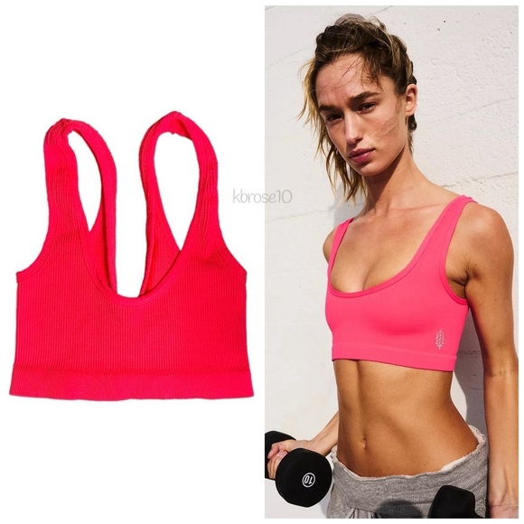Free People FP Movement Happiness Runs Scoop Neck Bra Electric Sunset XS/S - Picture 1 of 7